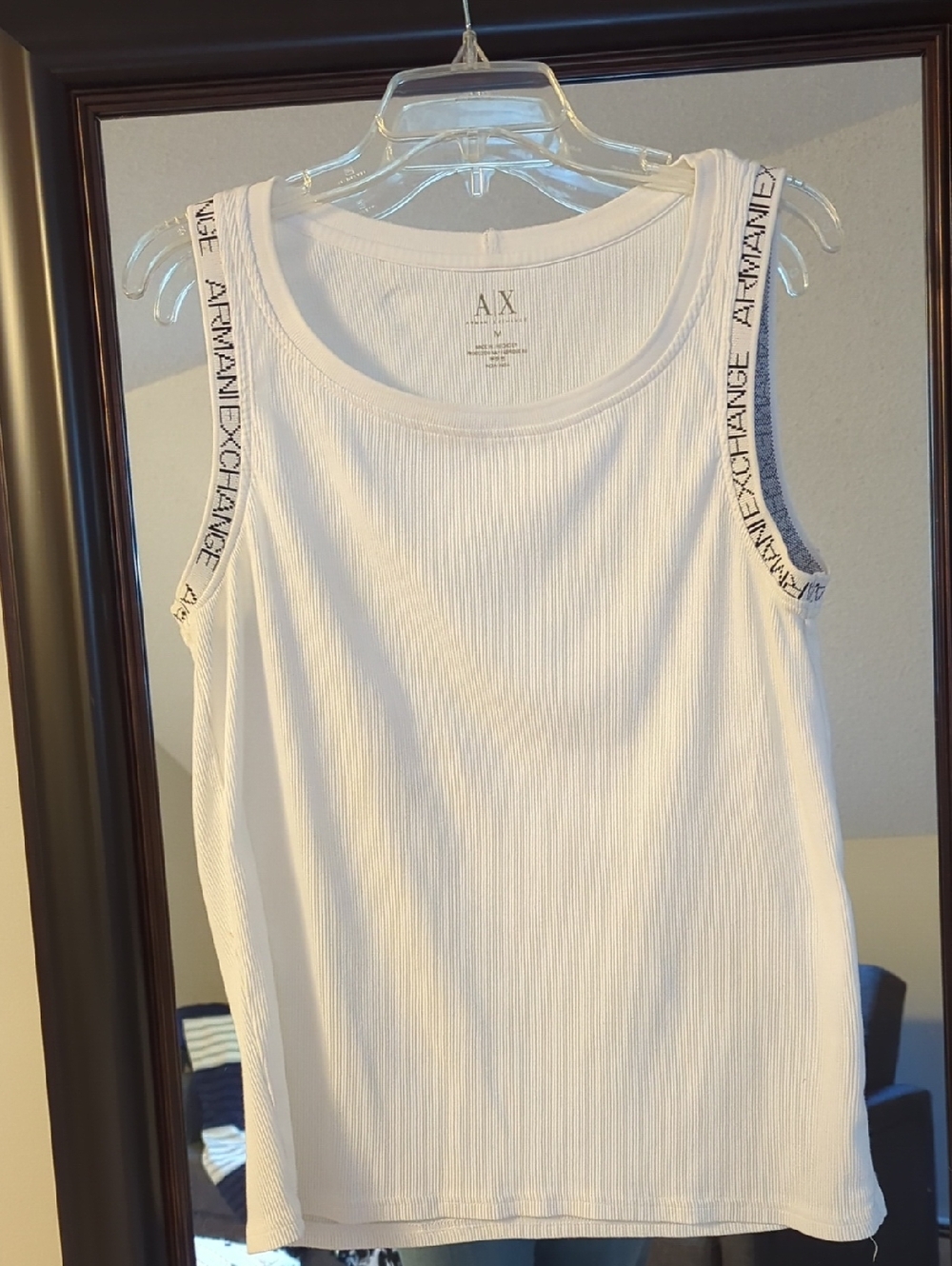 Armani Exchange White Ribbed Tank Top Size M